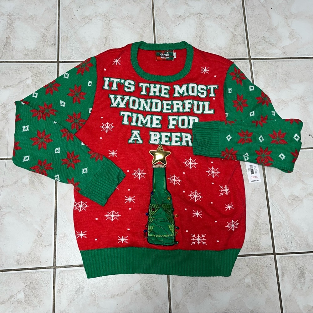 Spencers Workshop Light Up Christmas Sweater Size Adult Medium New With Tags
